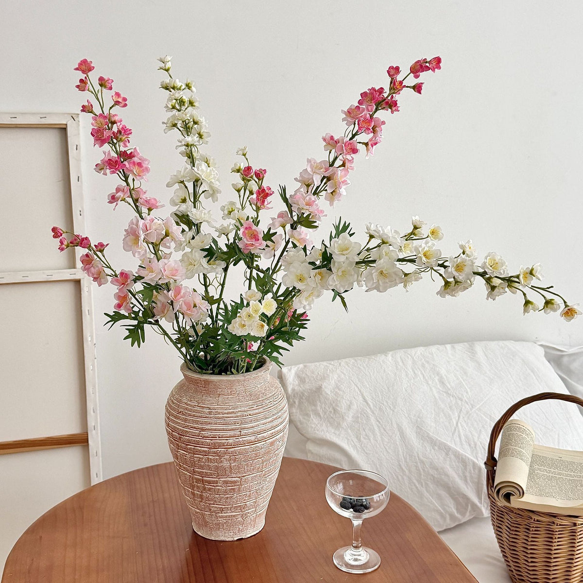 Artificial Flower Branch with Intricately Detailed Red Flowers | High & Bury