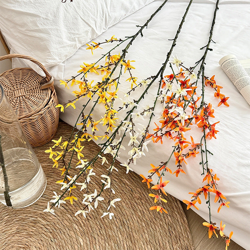 Artificial Flower Branch with Intricately Detailed Yellow Flowers | High & Bury