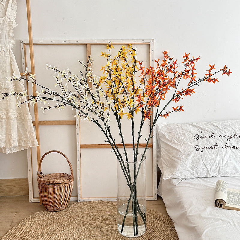 Artificial Flower Branch with Intricately Detailed Yellow Flowers | High & Bury