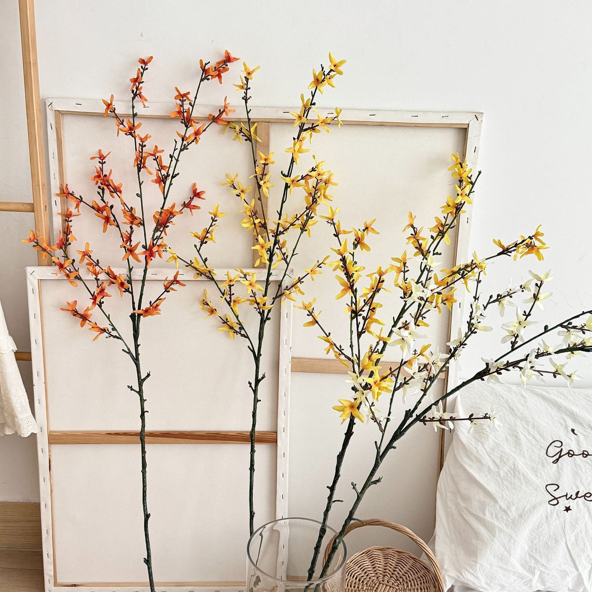 Artificial Flower Branch with Intricately Detailed Yellow Flowers | High & Bury