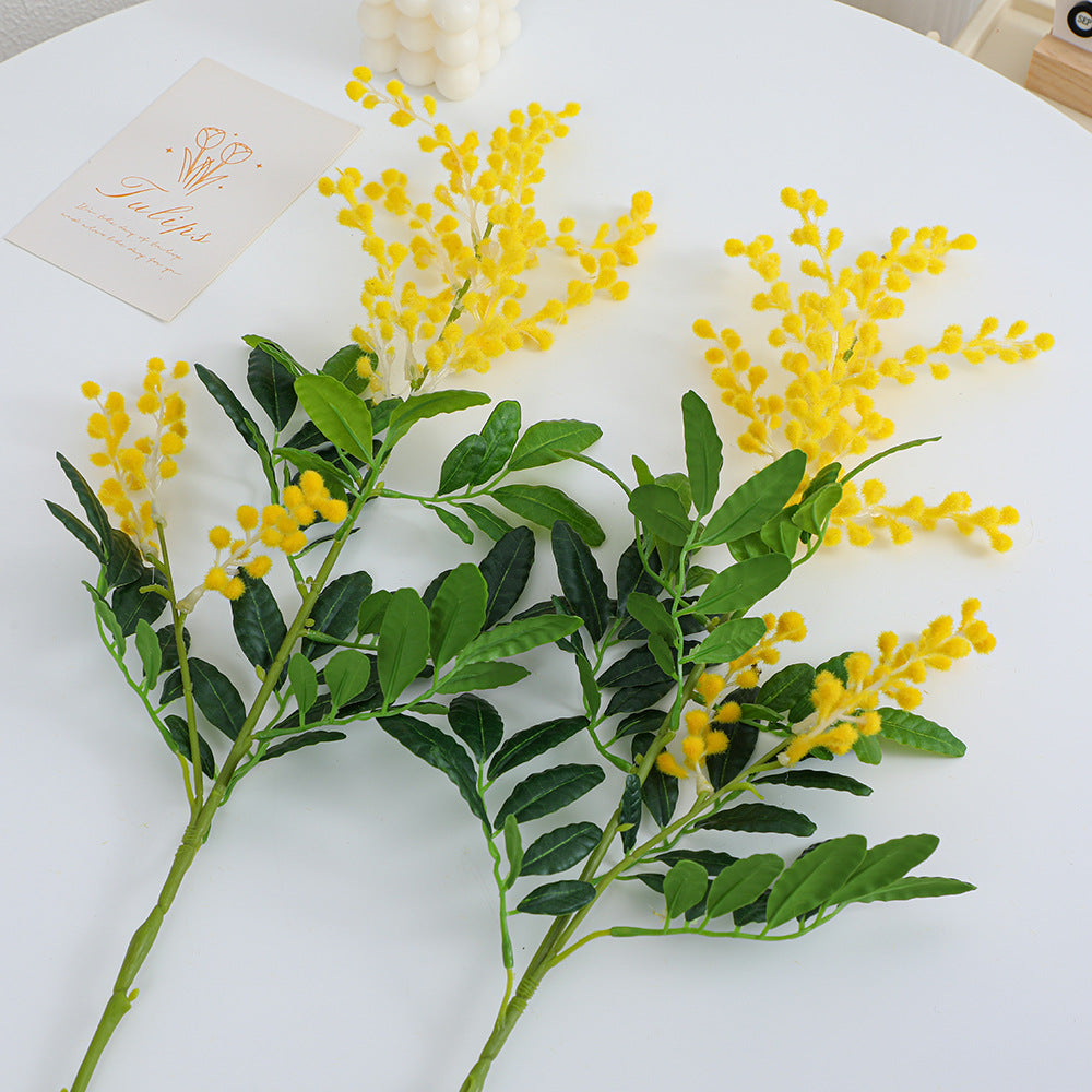 Artificial Mimosa Branch with Detailed Flowers and Leaves | High & Bury