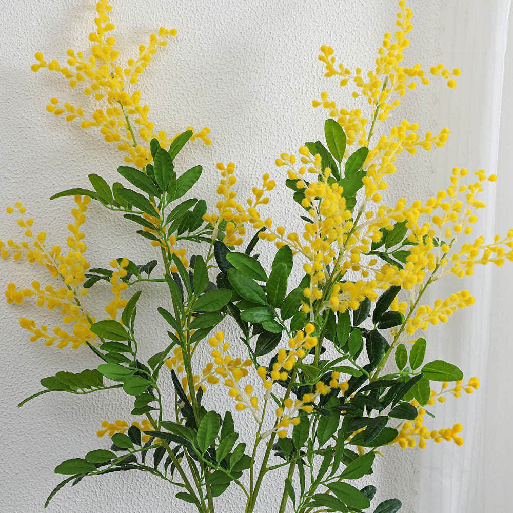 Artificial Mimosa Branch with Detailed Flowers and Leaves | High & Bury