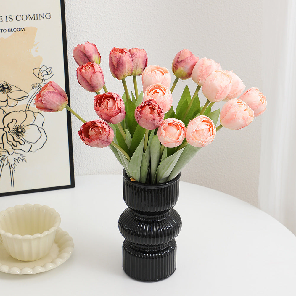 Artificial Peony Bouquet Pink Light Yellow | High & Bury
