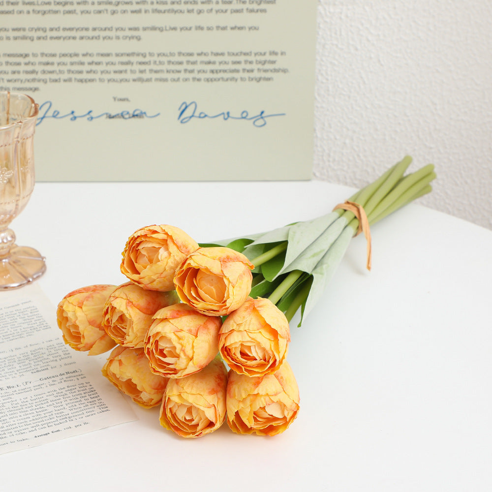 Artificial Peony Bouquet Pink Light Yellow | High & Bury