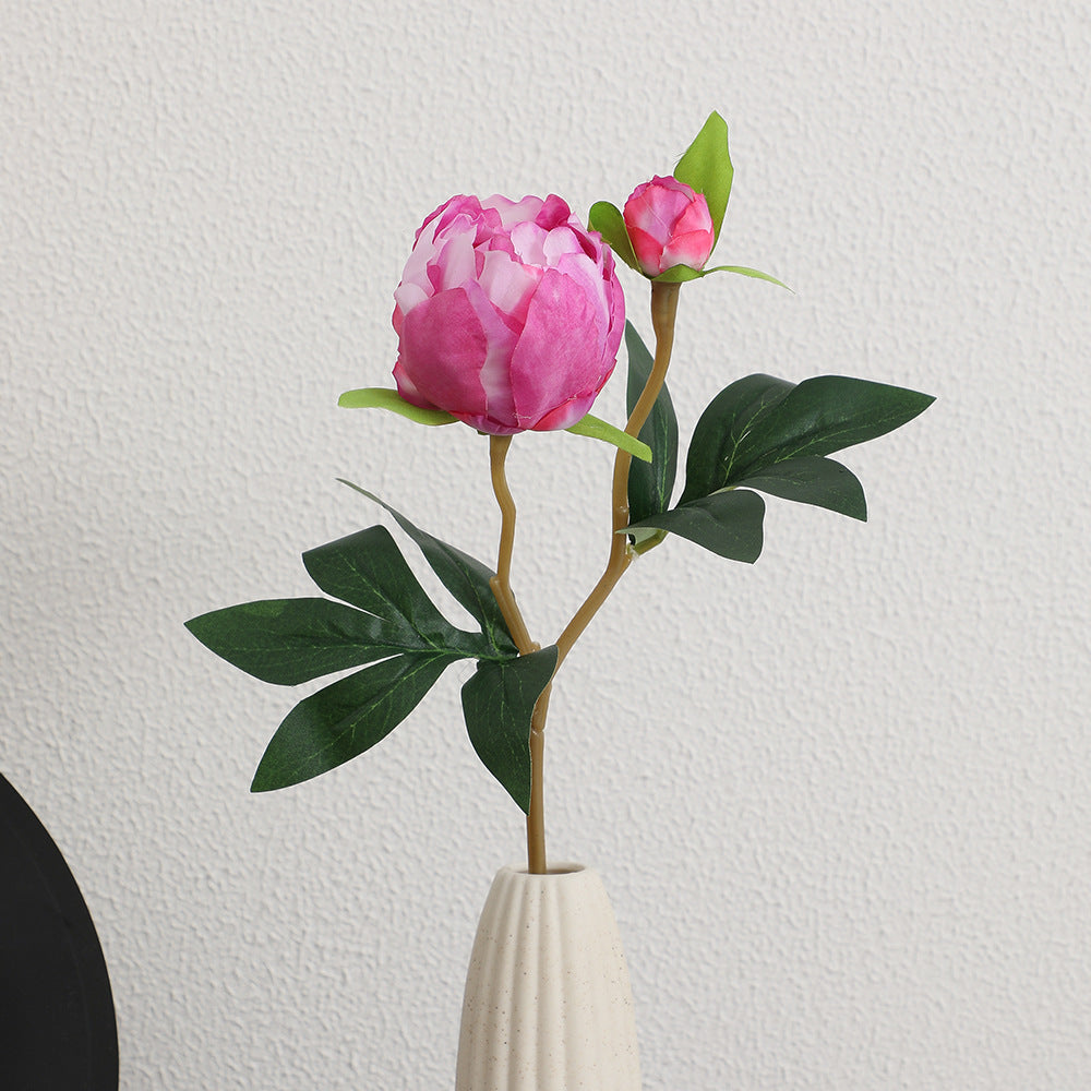 Artificial Peony Stem with Lifelike Flowers and Leaves | High & Bury