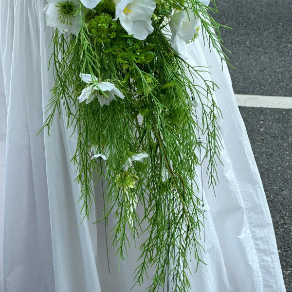 Artificial Plant Grass Green Bellflowers-White | High & Bury