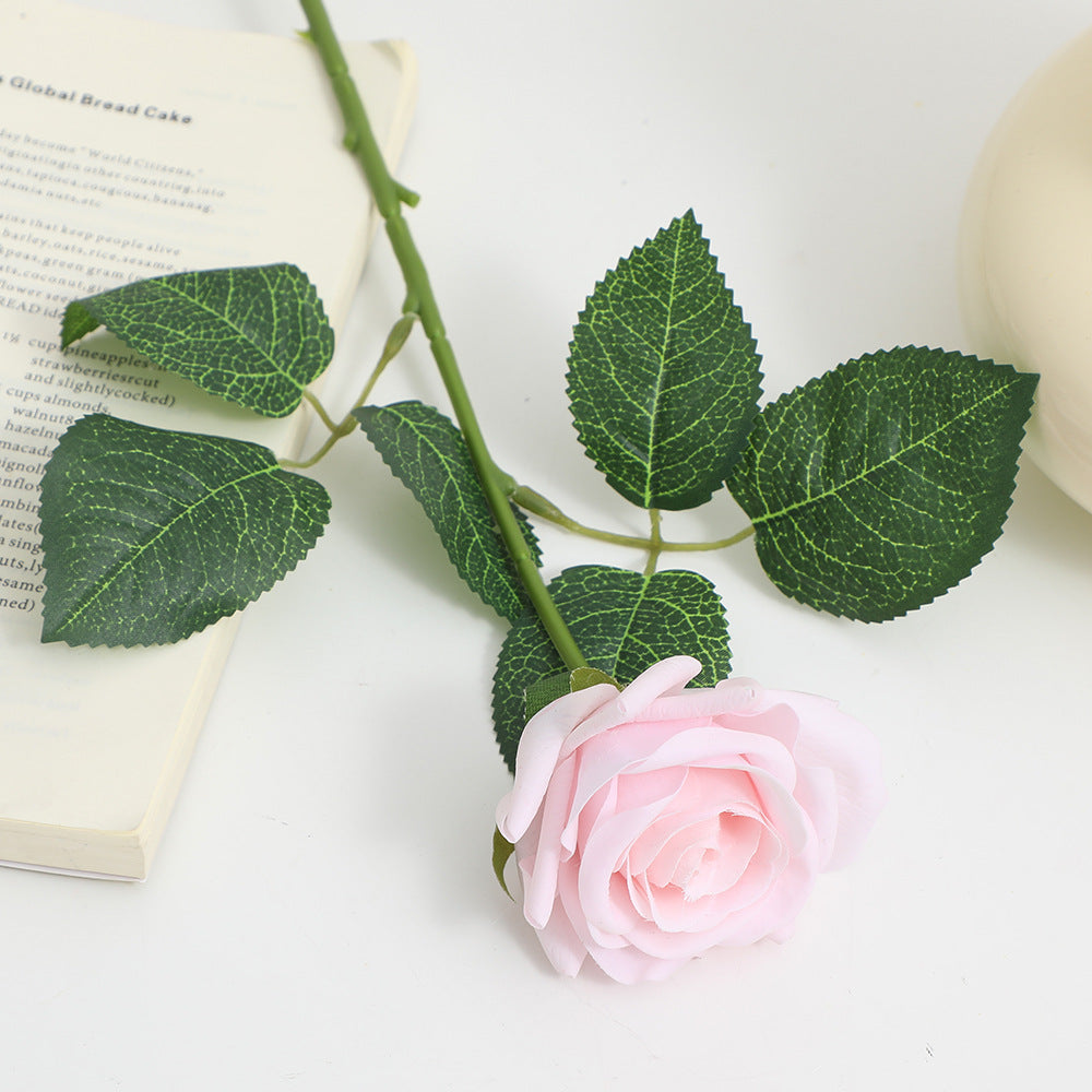 Artificial Silk Rose with Leaves | High & Bury