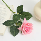 Artificial Silk Rose with Leaves | High & Bury