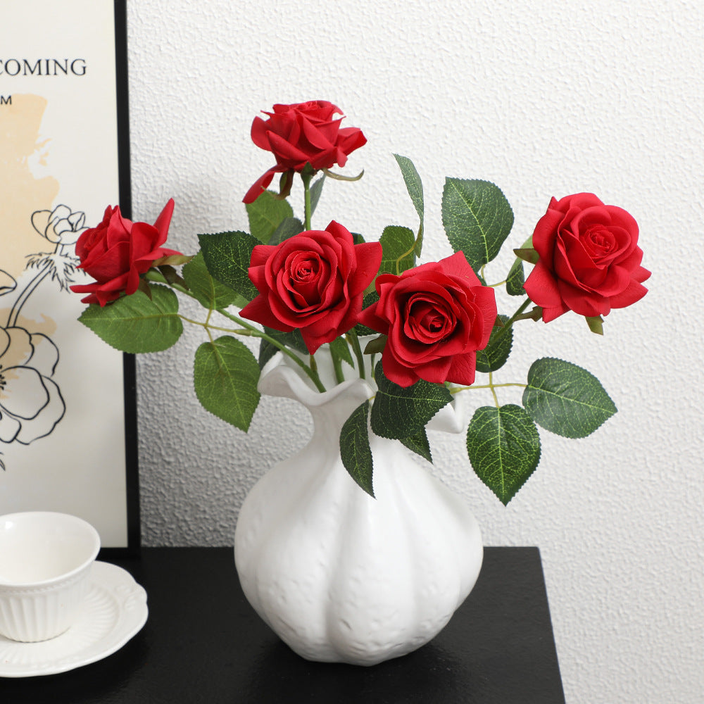 Artificial Silk Rose with Leaves | High & Bury