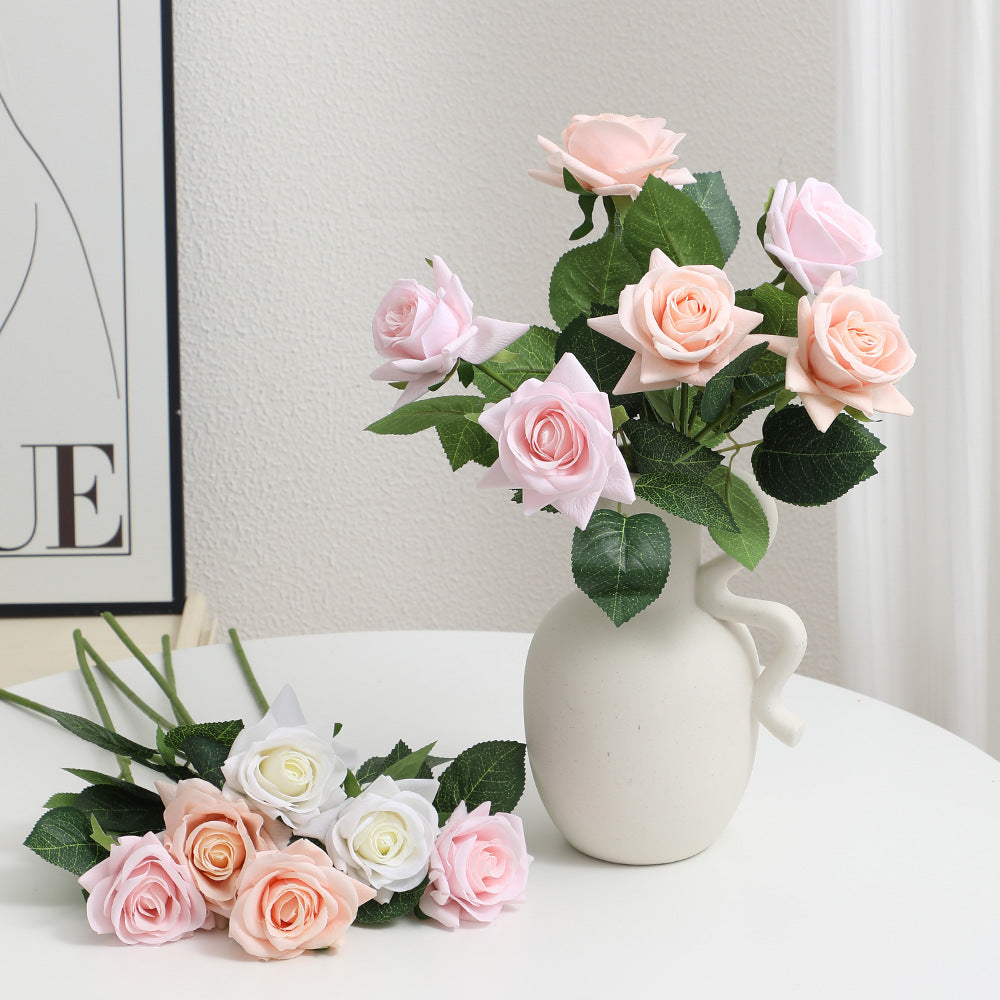 Artificial Silk Rose with Leaves | High & Bury