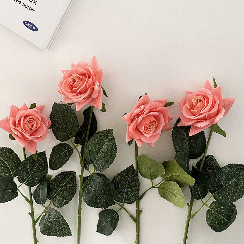 Artificial Silk Rose with Leaves | High & Bury
