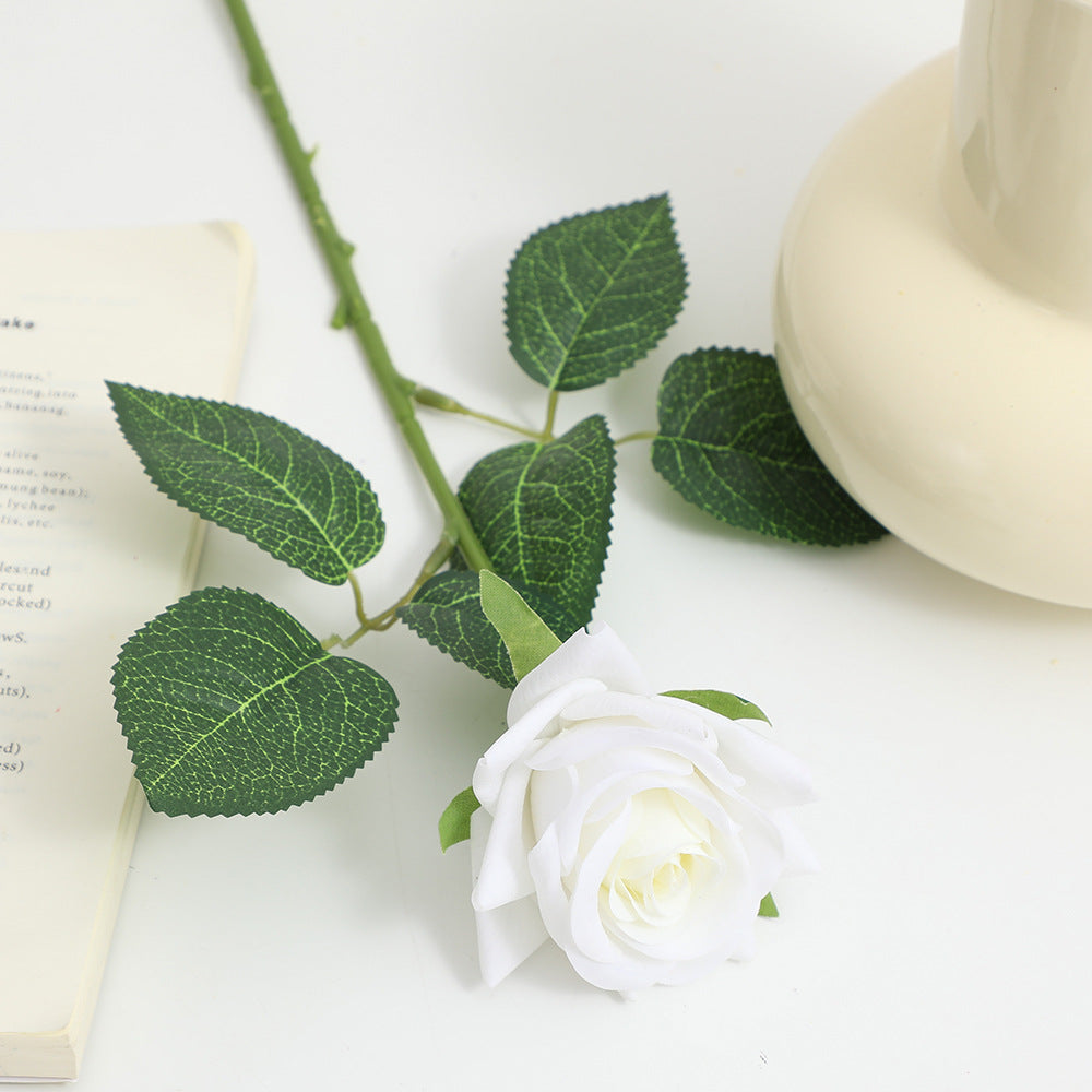 Artificial Silk Rose with Leaves | High & Bury