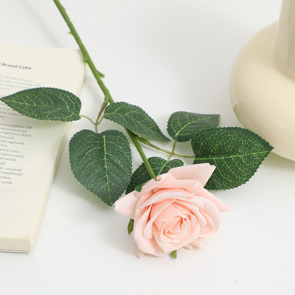 Artificial Silk Rose with Leaves | High & Bury