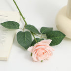 Artificial Silk Rose with Leaves | High & Bury