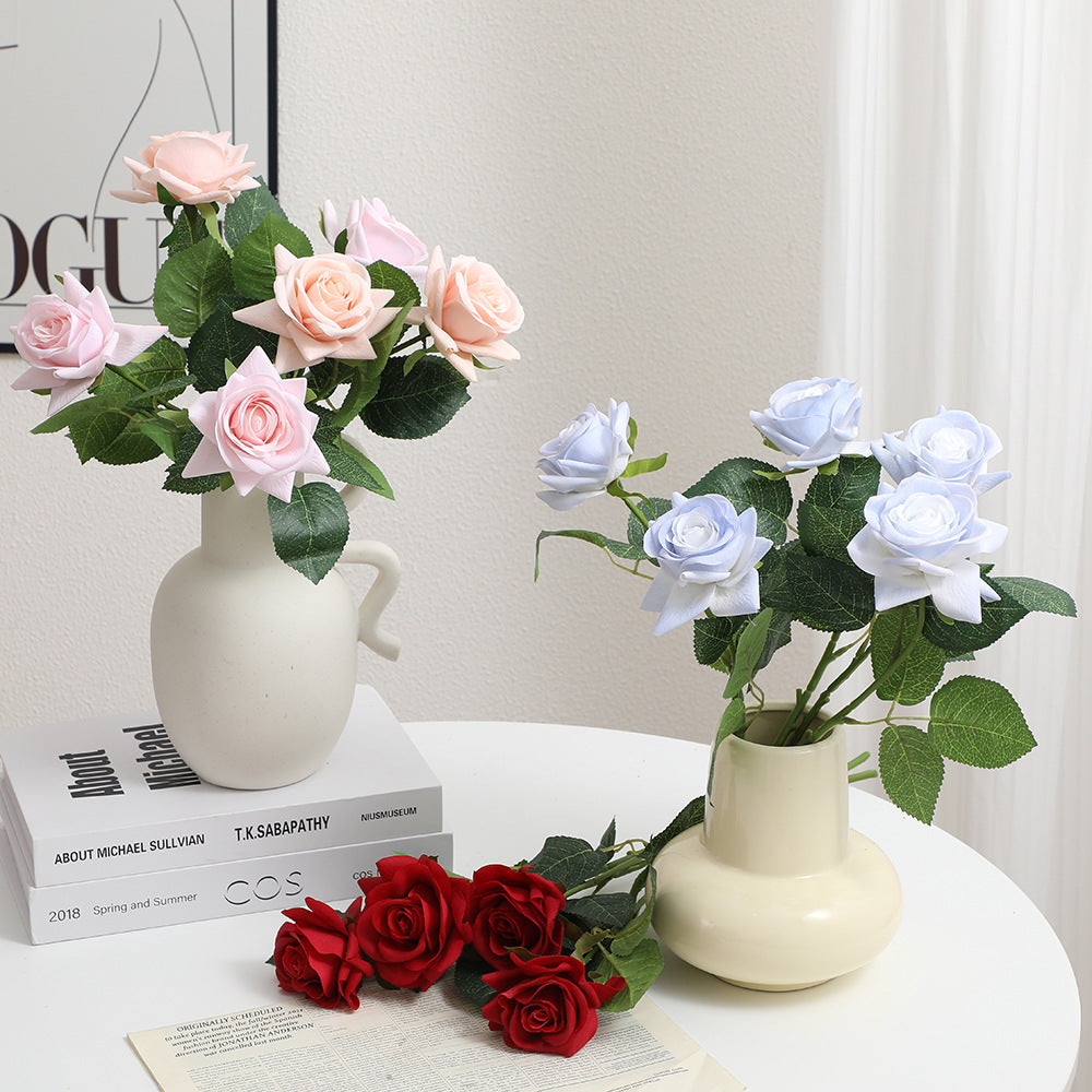 Artificial Silk Rose with Leaves | High & Bury