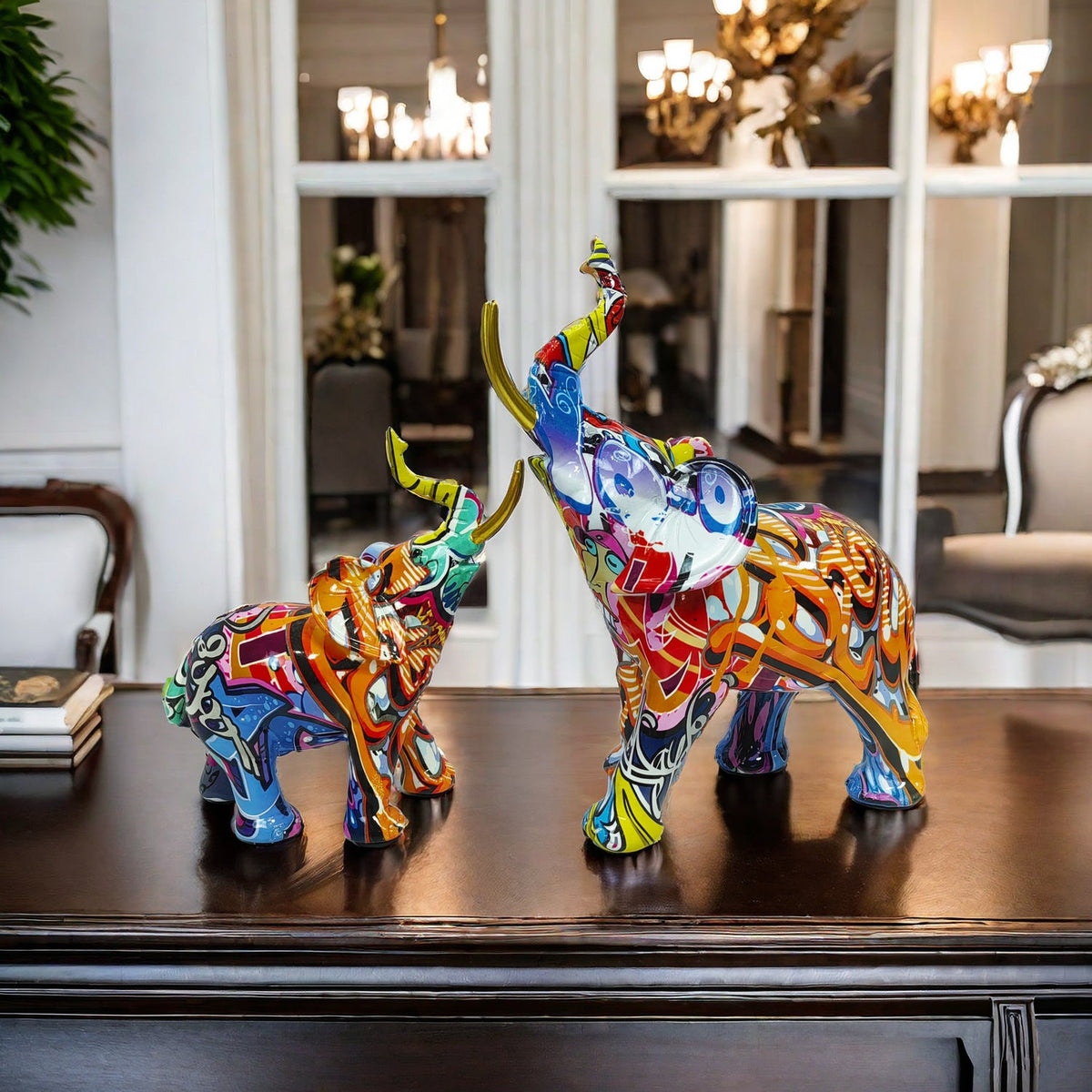 Artistic Elephant Figure with Colorful Design | High & Bury