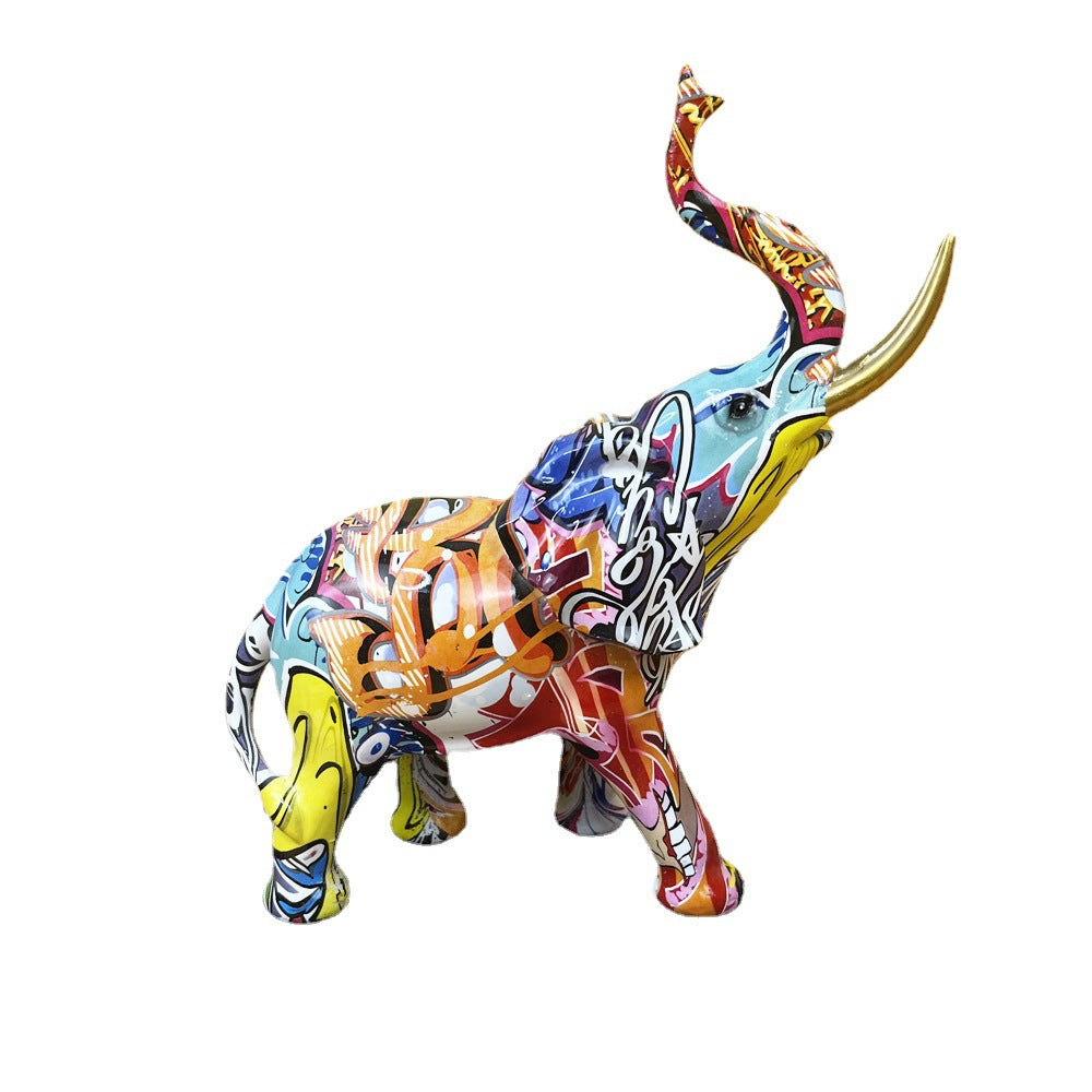 Artistic Elephant Figure with Colorful Design | High & Bury