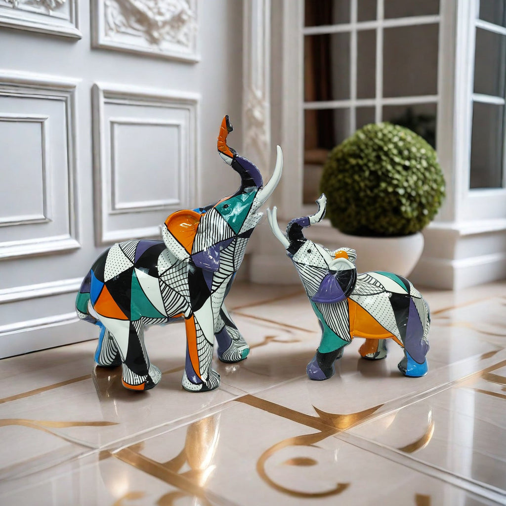 Artistic Elephant Figure with Colorful Design | High & Bury