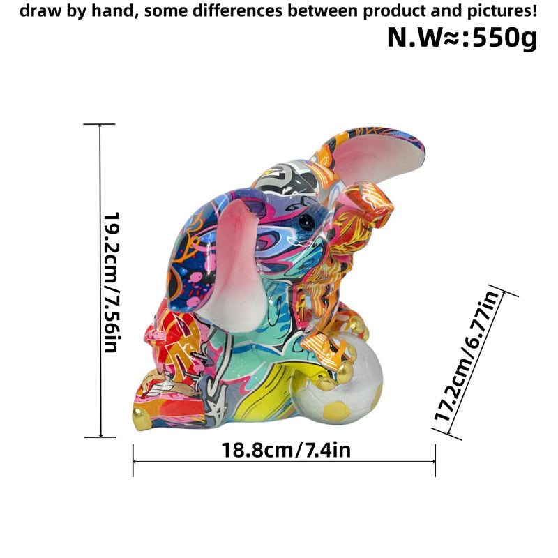 Artistic Elephant Figure with Football Motif | High & Bury