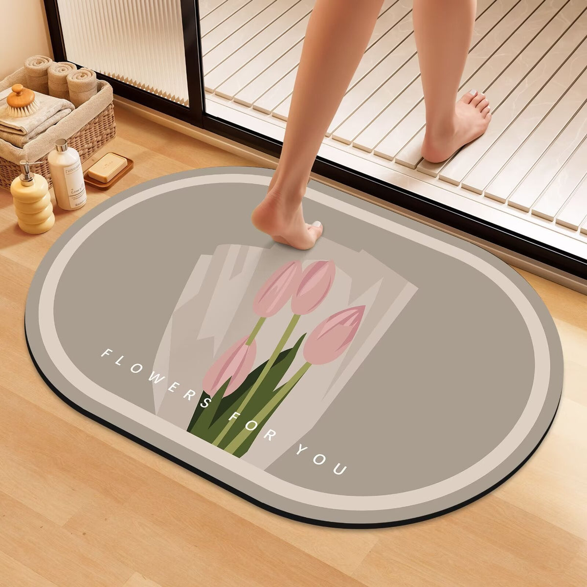 Artistic Floral Bath Mat | High & Bury