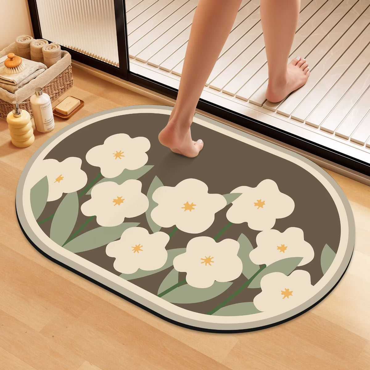 Artistic Floral Bath Mat | High & Bury