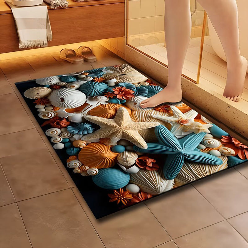 Artistic Floral Design Bath Mat | High & Bury