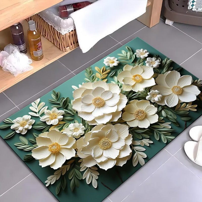 Artistic Floral Design Bath Mat | High & Bury