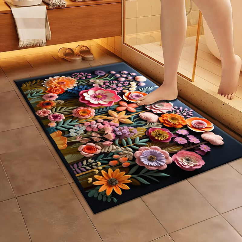 Artistic Floral Design Bath Mat | High & Bury