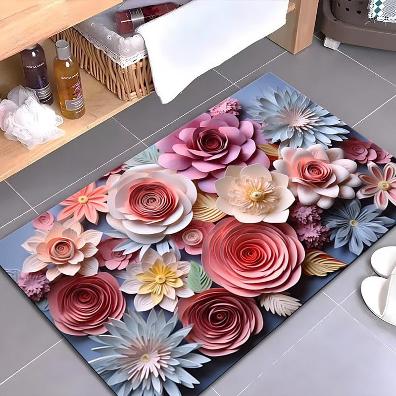 Artistic Floral Design Bath Mat | High & Bury