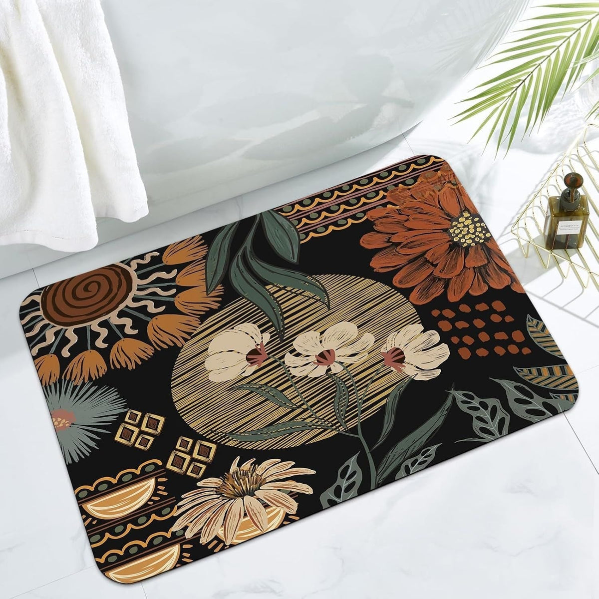 Artistic Floral Print Bathroom Mat | High & Bury