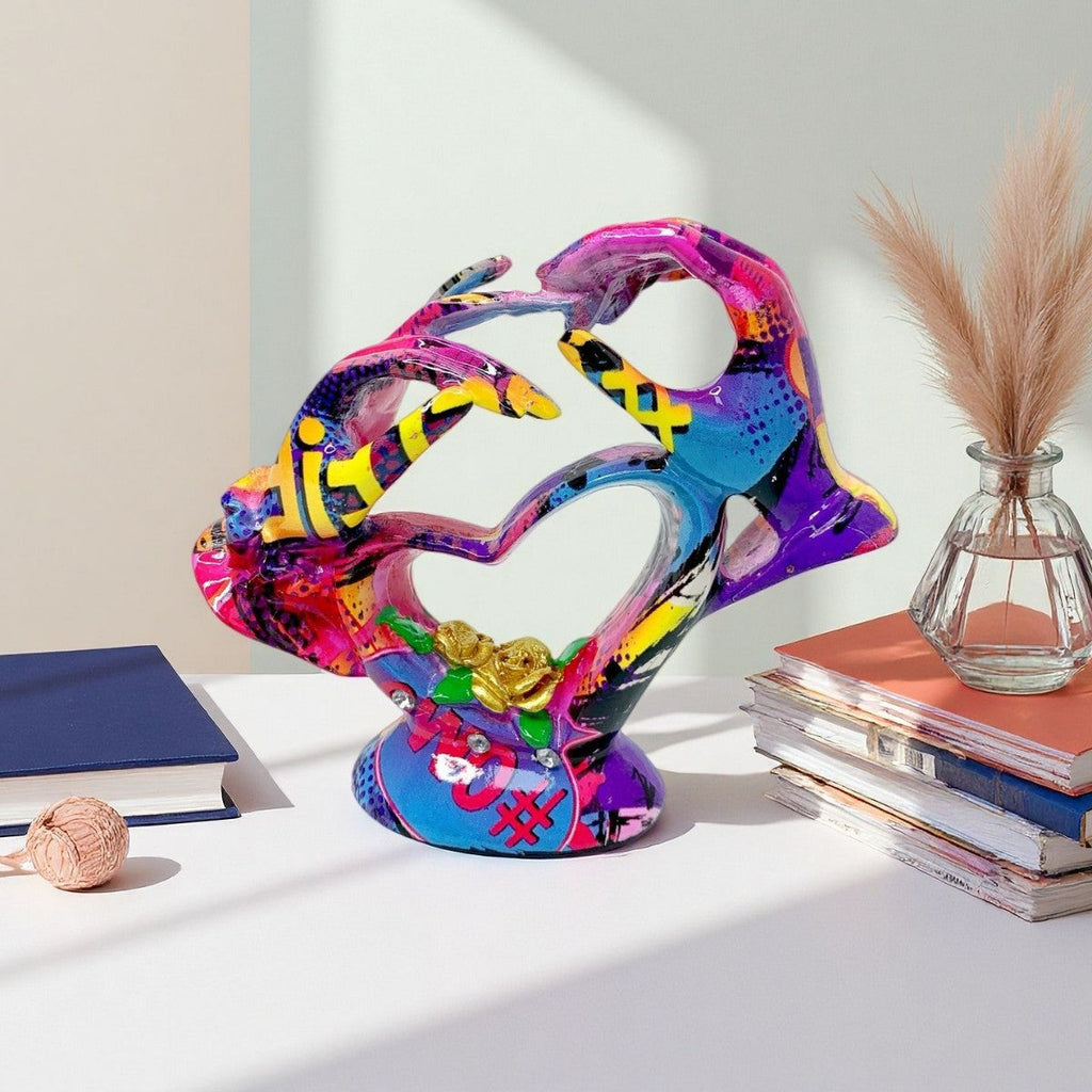 Artistic Heart Sculpture with Detailed Painting | High & Bury