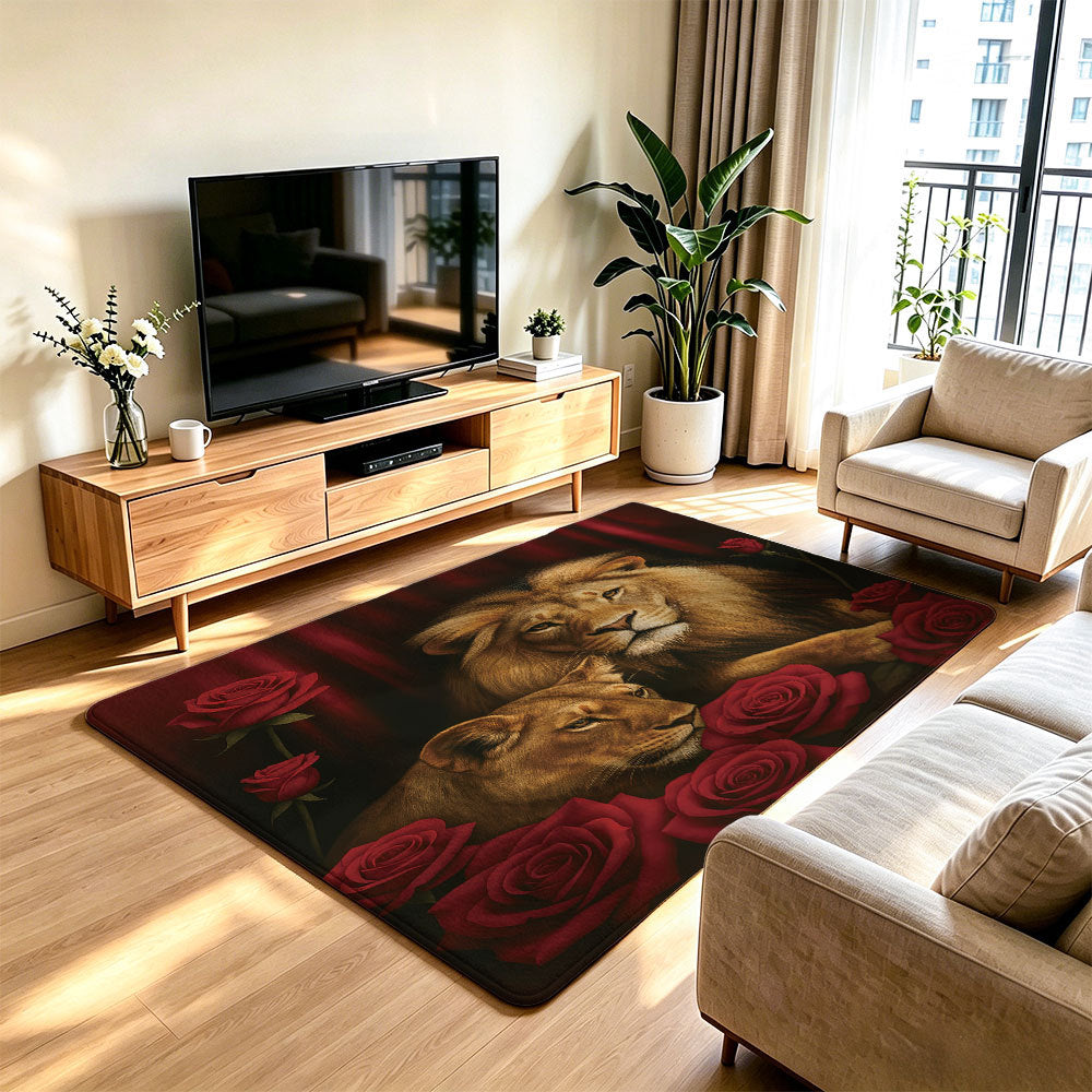 Artistic Lion Print Area Rug | High & Bury