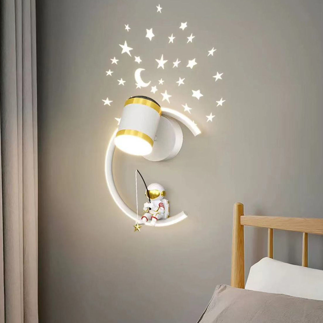 Astronaut Half Moon LED Wall Light Night Light | High & Bury