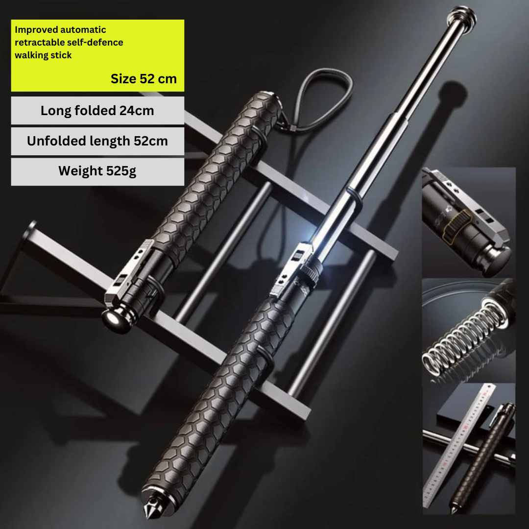 Automatic Hiking Walking Stick with LED Light, Alloy Steel, view 2