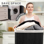 Bamboo Laundry Sorting Bin with Various Compartments | High & Bury