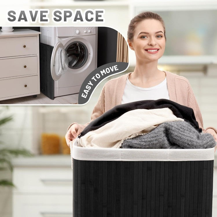 Bamboo Laundry Sorting Bin with Various Compartments | High & Bury