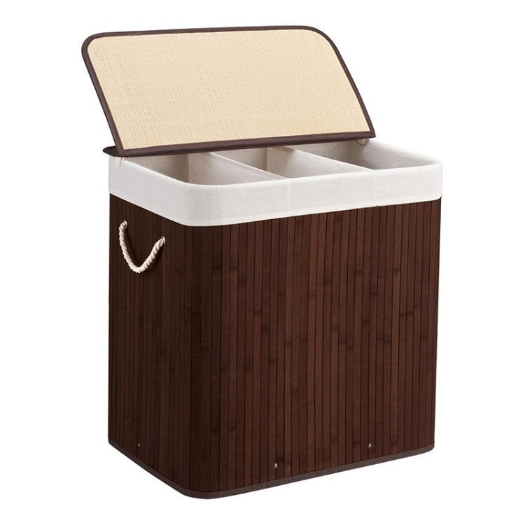 Bamboo Laundry Sorting Bin with Various Compartments | High & Bury