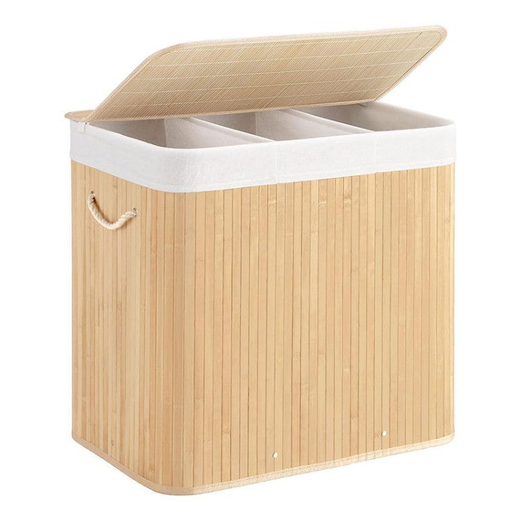 Bamboo Laundry Sorting Bin with Various Compartments | High & Bury