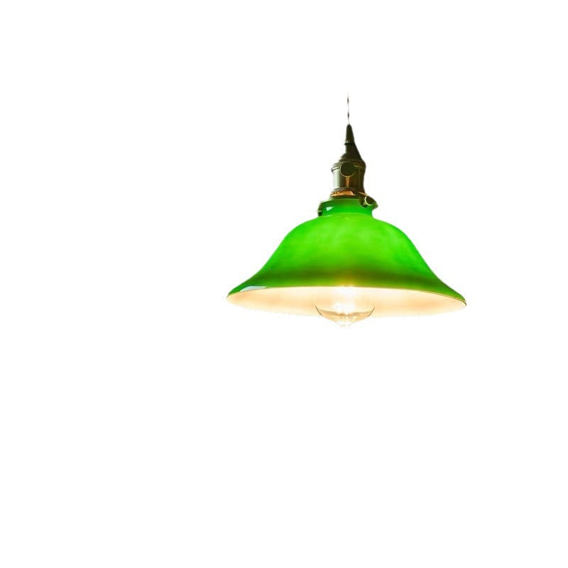 Banker-Style Glass Pendant Light with Brass Socket and Twisted Fabric Cord | High & Bury