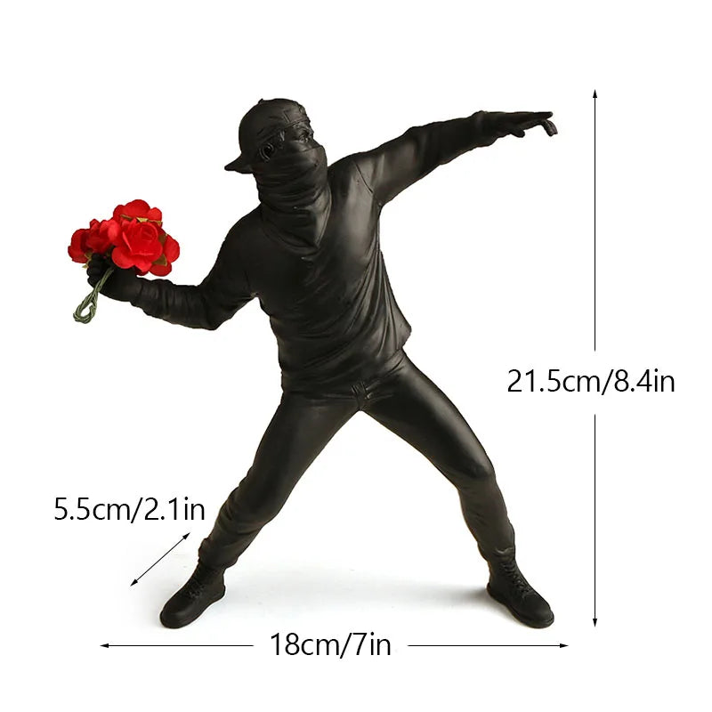 Banksy-Inspired Resin Sculptures: Flower Thrower and Balloon Girl, view 17