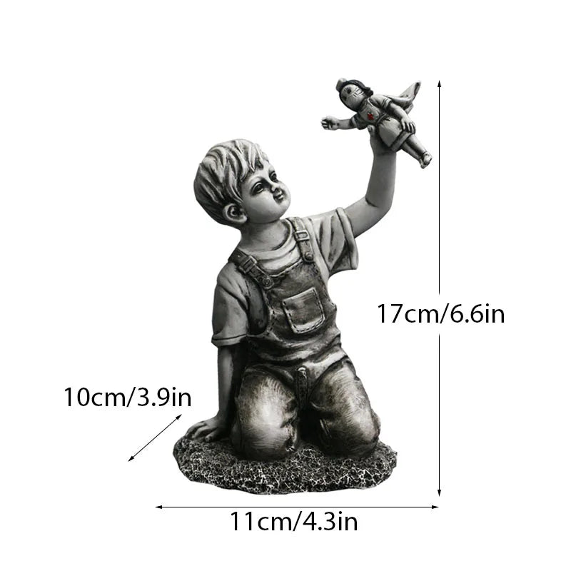 Banksy-Inspired Resin Sculptures: Flower Thrower and Balloon Girl, view 19