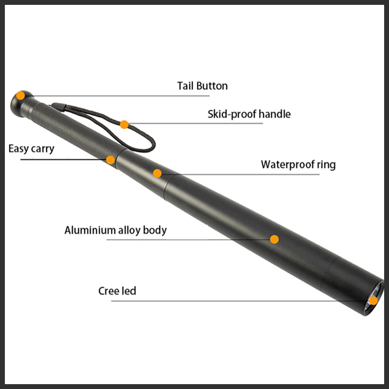 Baseball Bat-Shaped LED Torch, Aluminium Alloy, 3 Modes, 31/36/41/49 cm, view 4