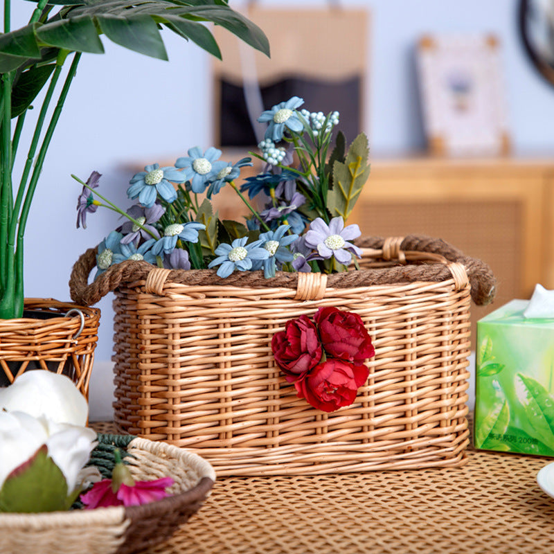 Basket with Decorative Flower Decoration | High & Bury