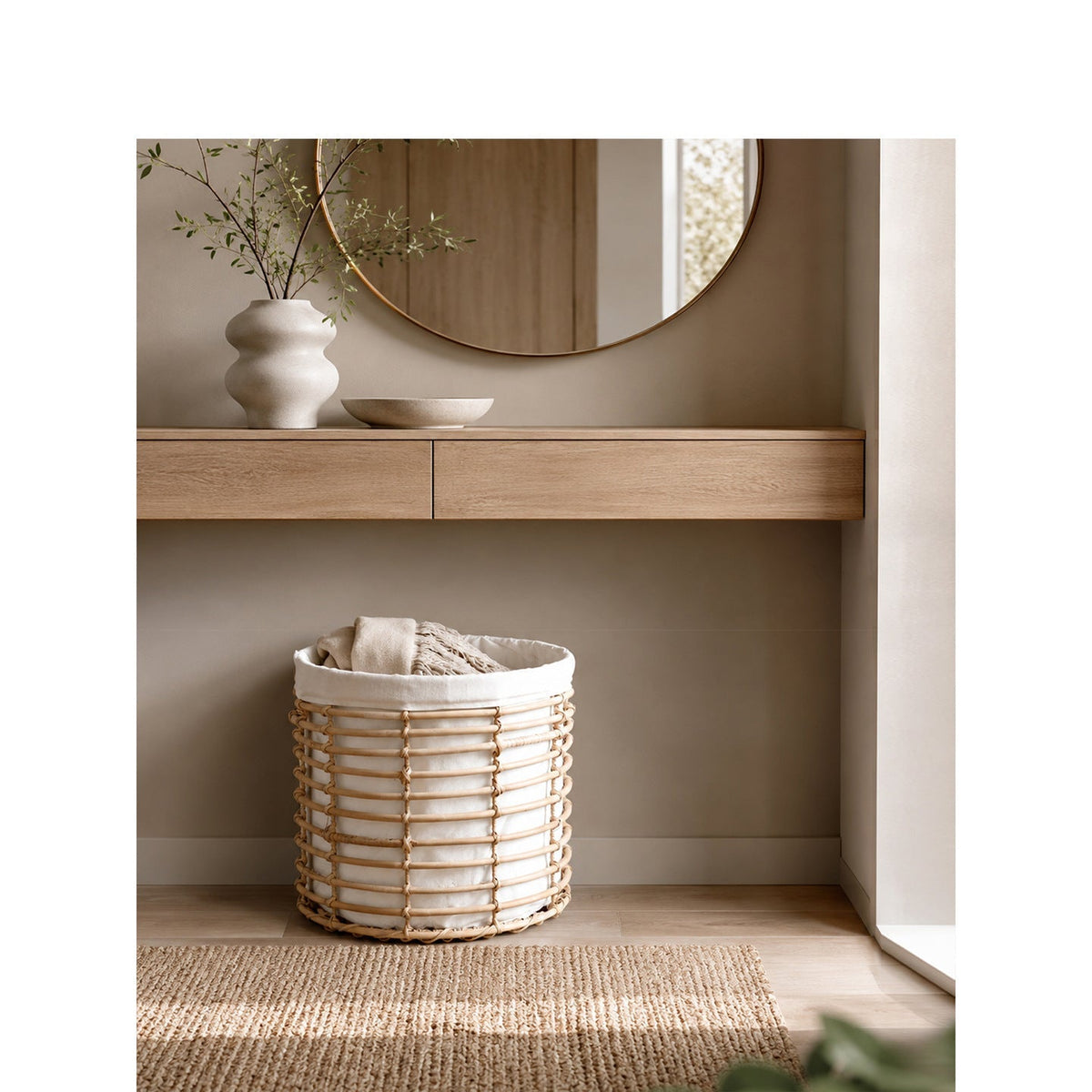 Basket with High-Quality Cotton Inner Bag | High & Bury
