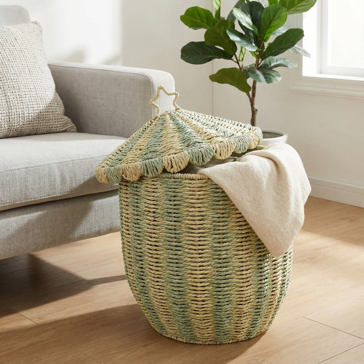 Basket with Lid and Decorative Design | High & Bury