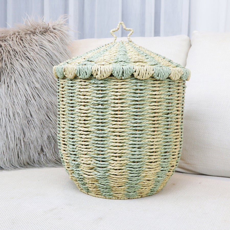 Basket with Lid and Decorative Design | High & Bury