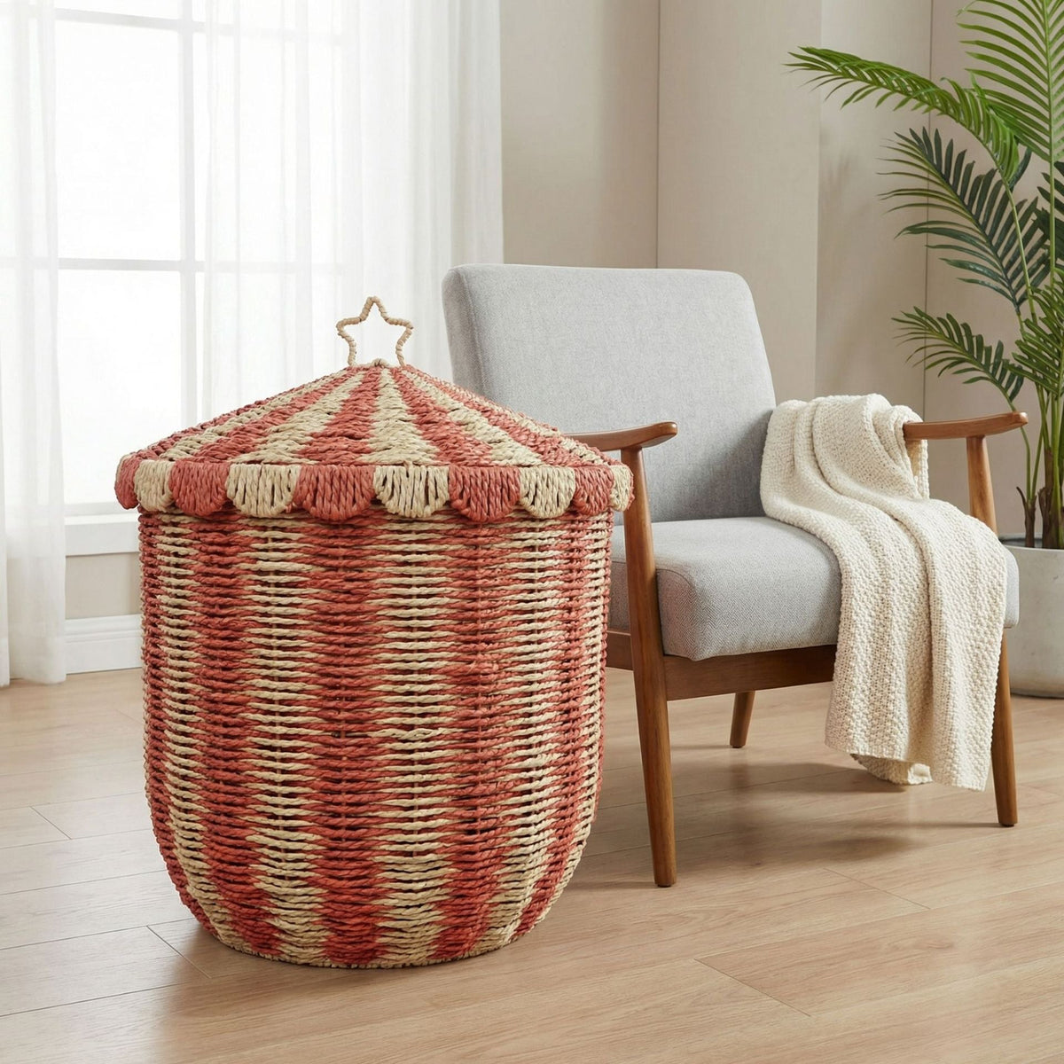Basket with Lid and Decorative Design | High & Bury