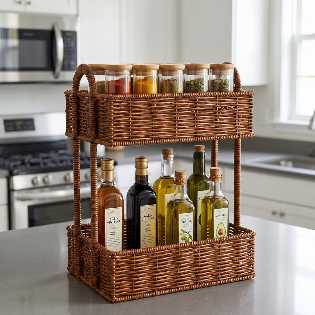 Bathroom Shelf Entirely made of Rattan | High & Bury