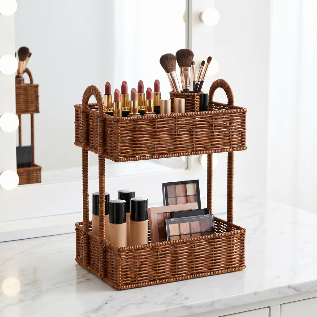 Bathroom Shelf Entirely made of Rattan | High & Bury