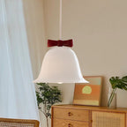 Bell-Shaped Ceramic Pendant Light with Decorative Bow Accent | High & Bury